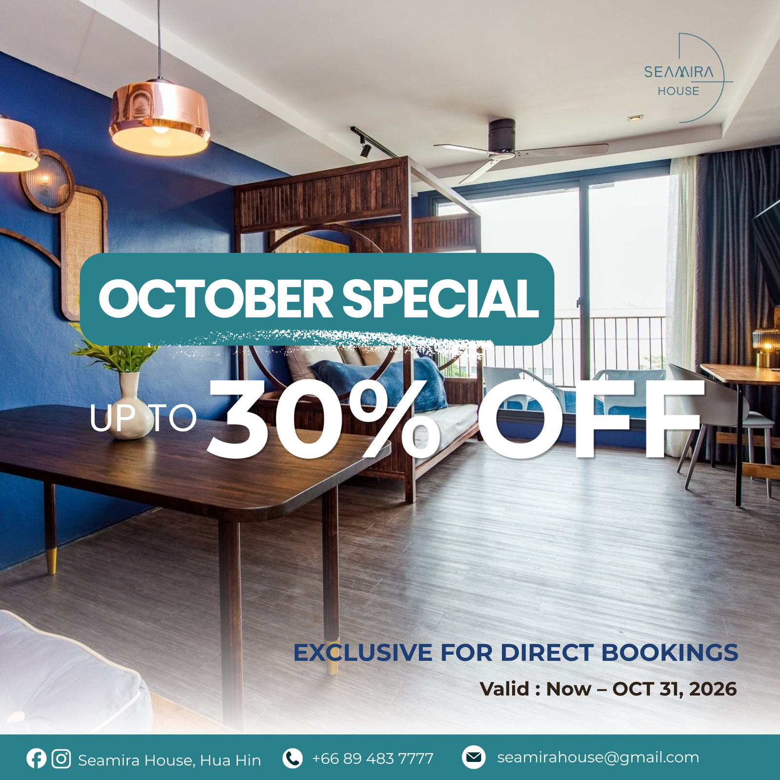 October Special up to 30% off, exclusive for direct bookings